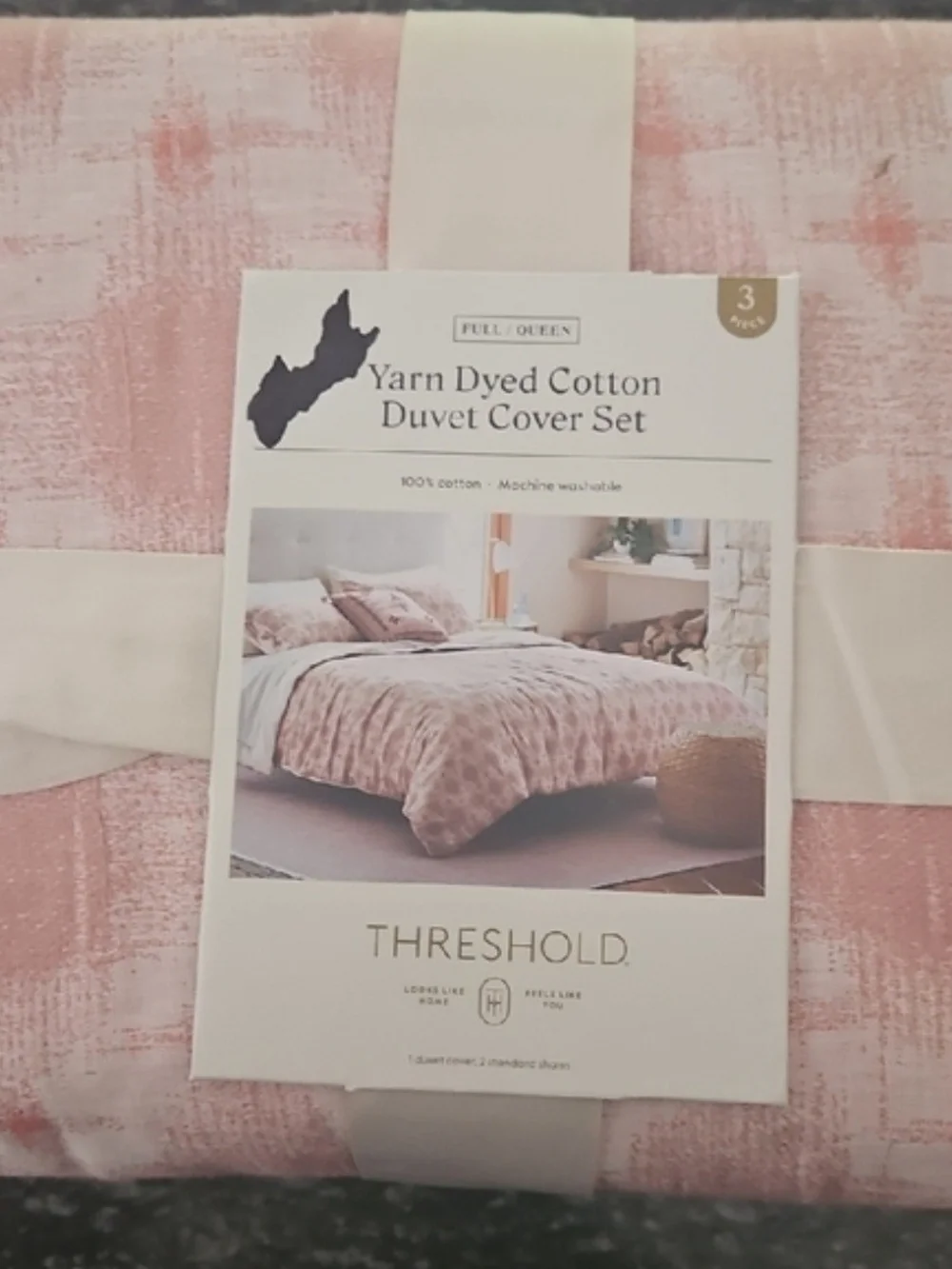 NEW Threshold King Yarn Dyed Cotton Duvet Cover Set – Blush Pink